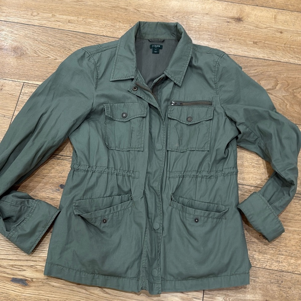 J Crew green twill utility jacket